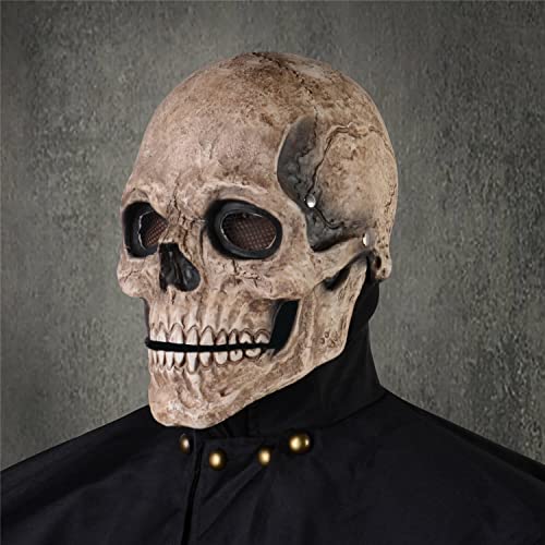 PARTYGEARS Creepy Halloween Skull Mask Full Head Scary Realistic Mask with Movable Jaw for Adult Kids Cosplay Party Mask