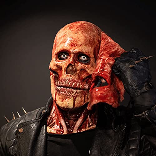 RONGbbppQ Halloween Skull Can Tear Open Double-Layer Mask, Horror Creepy Mask Smiling Demons Evil Face Party Cosplay Props Decorations Props, Red, 25*45cm