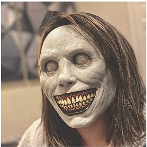 Saku Halloween Scary M-ask, Smiling Demon Scary Ghost M-ask, Creepy Evil Cosplay Props, Halloween Costumes, Grey