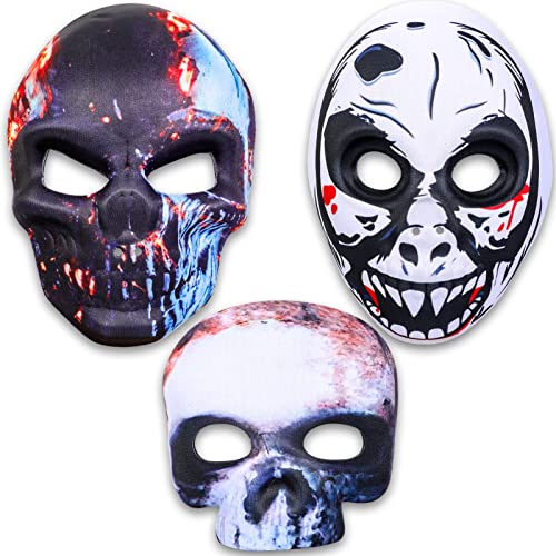 Qpout 3 PCS Halloween Scary Masks for Adults/Kids, Skull Cosplay Mask, Horror Mask Hacker Anonymous Mask, Halloween Dress Party Bar Masquerade Scary Mask for Men/Women