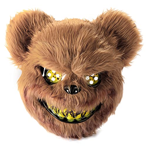 UNOLIGA Halloween Mask Scary Bear Mask, Horror Animal Face Masks for Adults Kids, Funny Mask for Halloween Carnival Party Costume Cosplay Masquerade, Bloody Furry Bear Mask
