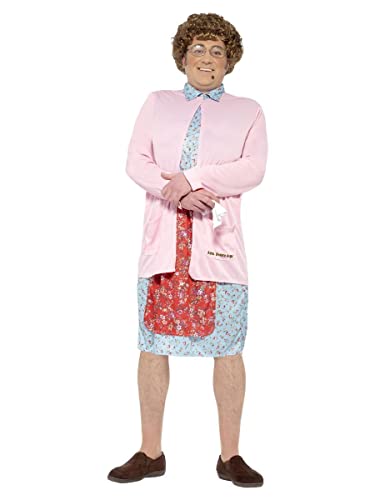 Smiffys Men's Mrs Brown Costume, Dress, Cardigan, Wig, Glasses, Handkerchief & Mole, Size: M, Color: Multi, 27076,Pink
