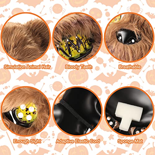 UNOLIGA Halloween Mask Scary Bear Mask, Horror Animal Face Masks for Adults Kids, Funny Mask for Halloween Carnival Party Costume Cosplay Masquerade, Bloody Furry Bear Mask