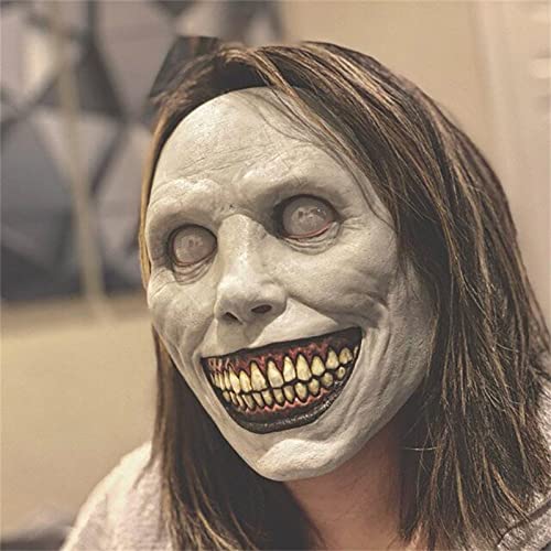 Scary Halloween Mask Smiling Demons Horror Mask Scariest Creepy White Mask with Eye for Evil Cosplay