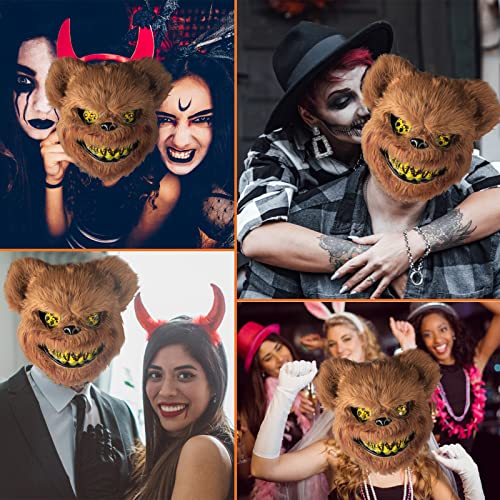 UNOLIGA Halloween Mask Scary Bear Mask, Horror Animal Face Masks for Adults Kids, Funny Mask for Halloween Carnival Party Costume Cosplay Masquerade, Bloody Furry Bear Mask