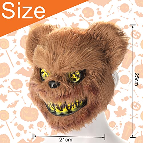 UNOLIGA Halloween Mask Scary Bear Mask, Horror Animal Face Masks for Adults Kids, Funny Mask for Halloween Carnival Party Costume Cosplay Masquerade, Bloody Furry Bear Mask