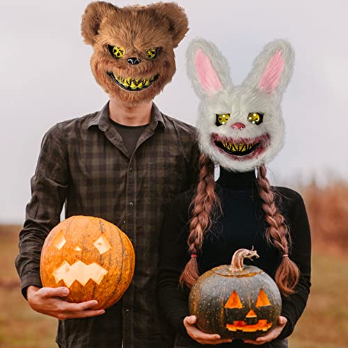 UNOLIGA Halloween Mask Scary Bear Mask, Horror Animal Face Masks for Adults Kids, Funny Mask for Halloween Carnival Party Costume Cosplay Masquerade, Bloody Furry Bear Mask