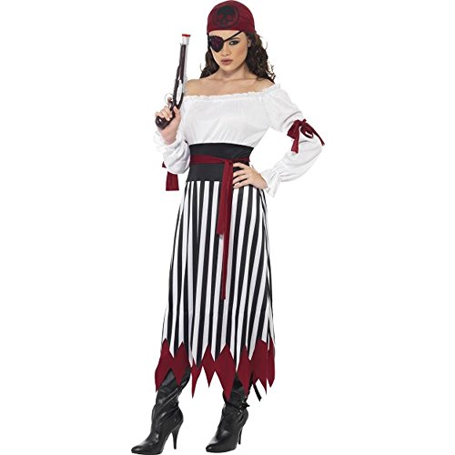 Smiffys Pirate Lady Costume, Black, White, M - UK Size 12-14