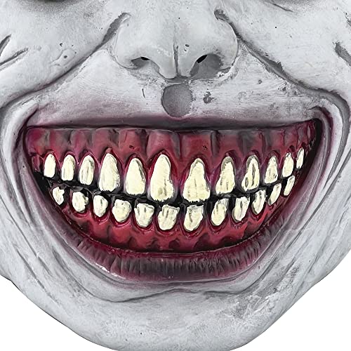 Scary Halloween Mask Smiling Demons Horror Mask Scariest Creepy White Mask with Eye for Evil Cosplay