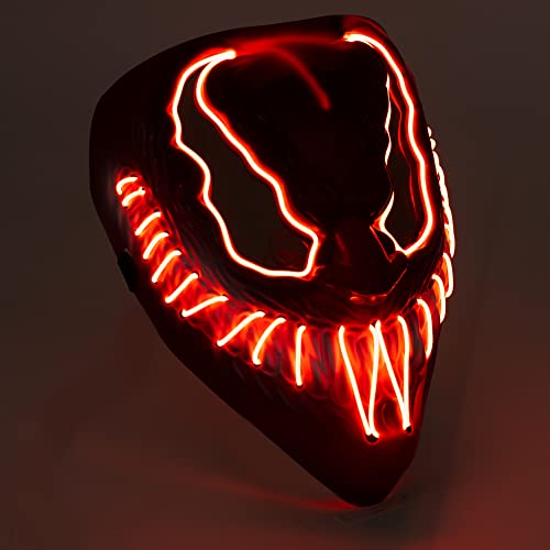 Coselena LED Halloween Masks with 3 Lighting Modes | Demon Face Masks | Halloween Costume Scary Mask | Neon Purge Mask Festival Accessories for Adults