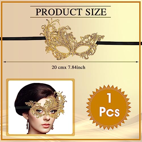 WLLHYF Masquerade Mask for Women Lace Mask for Couples Adults Masquerade Party Prom Ball Costume Party Photo Shoot Halloween Carnival Supplies (Gold)