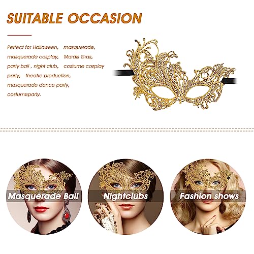 WLLHYF Masquerade Mask for Women Lace Mask for Couples Adults Masquerade Party Prom Ball Costume Party Photo Shoot Halloween Carnival Supplies (Gold)