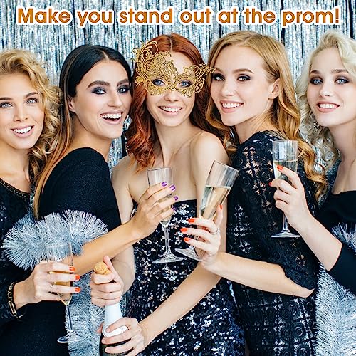 WLLHYF Masquerade Mask for Women Lace Mask for Couples Adults Masquerade Party Prom Ball Costume Party Photo Shoot Halloween Carnival Supplies (Gold)