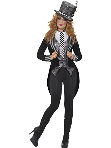 Smiffys 46825M Deluxe Dark Miss Hatter Costume, Black, M - UK Size 12-14