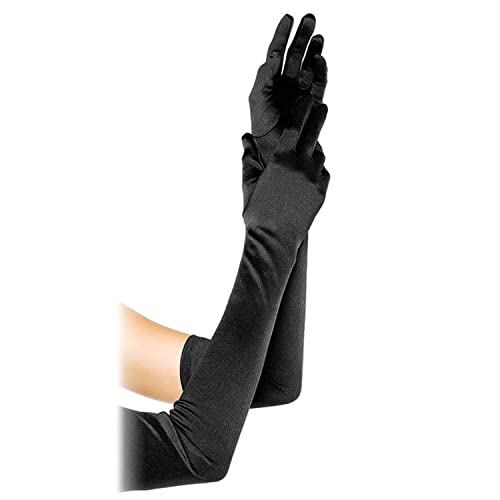 ZWZNBL 1920s Style Long Evening Gloves Black White Elbow Gloves Bridal Dance Fancy Dress Gloves Sexy Women Wedding Prom Opera Gloves (Black)