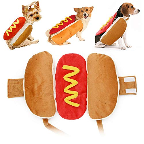 Aeromdale Hot Dog Pets Puppy Halloween Costume Clothes Mustard Cat Clothes Outfit for Small Medium Dog - 5pc - S