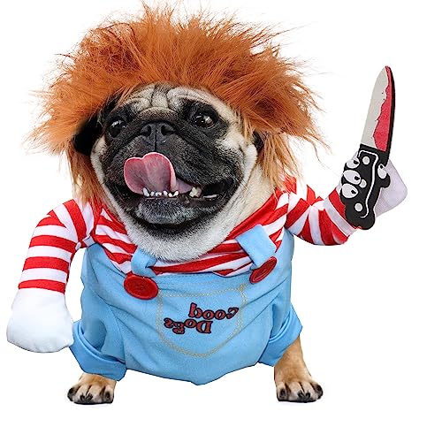 Halloween Dog Costume, Chuck Dog Costume Deadly Doll Dog Costume Funny Dog Costume for Christmas Halloween Cosplay Party for Small Medium Dogs and Cats(S)