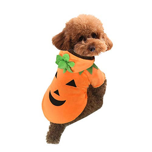 Dog Cat Halloween Pumpkin Costume Pet Cosplay Outfits Clothes Fleece Hoodie sweater coat Halloween Costumes for Dogs Puppy Cats (S)