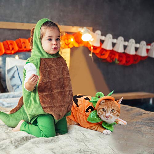Legendog Cat Halloween Costume,Cat Halloween Apparel Pumpkin Design Funny Pet Clothing Halloween Cat Outfit with Pumpkin Headwear for Cats and Puppy