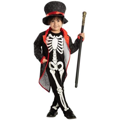 Spooktacular Creations Happy Skeleton Costume Toddler Child Glow in The Dark for Kids Halloween (Small (5 – 7 yrs))
