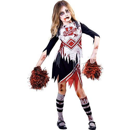 amscan 9902691 Childs Zombie Cheerleader Fancy Dress Halloween Costume High School Girls Kids Outfit (Age 7-8 years)