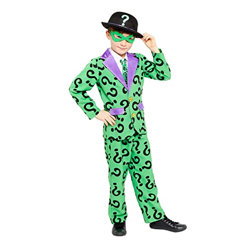 Amscan 9907658 Child Boys Official Warner Bros DC Comics Licensed The Riddler Fancy Dress Costume (6-8 years)