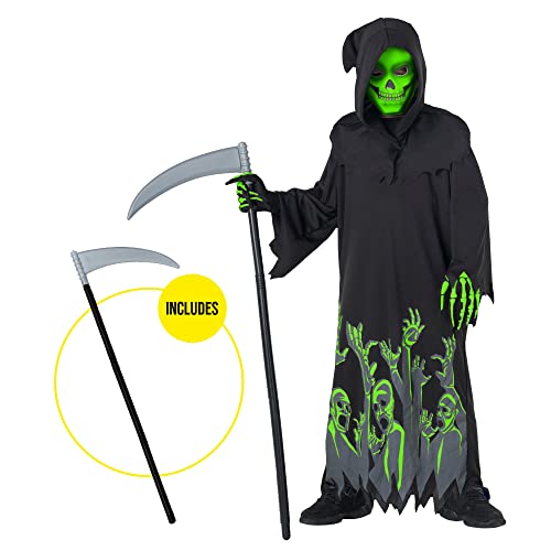 Morph Glow In The Dark Childs Grim Reaper Costume Kids Scream Scary Halloween Costumes For Boys Kids Grim Reaper Costume - Halloween Costumes Grim Reaper Kids - Size L