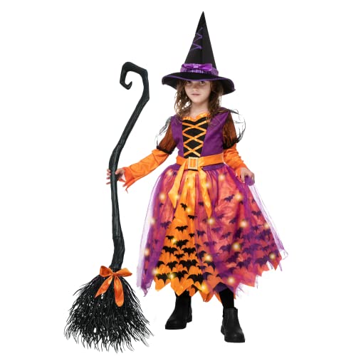 Spooktacular Creations Halloween Child light up polka dots tutu witch costume for girl dress up (Small (5-7 yrs))