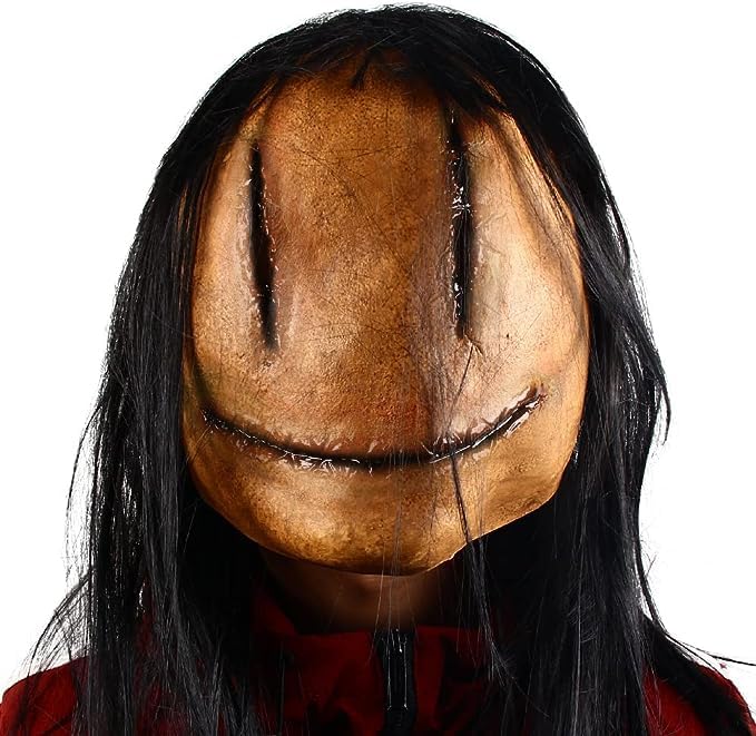 Scary Halloween Mask for Adults, Realistic Horror Mask with Hair, Creepy Halloween Mask for Theme Party Cosplay