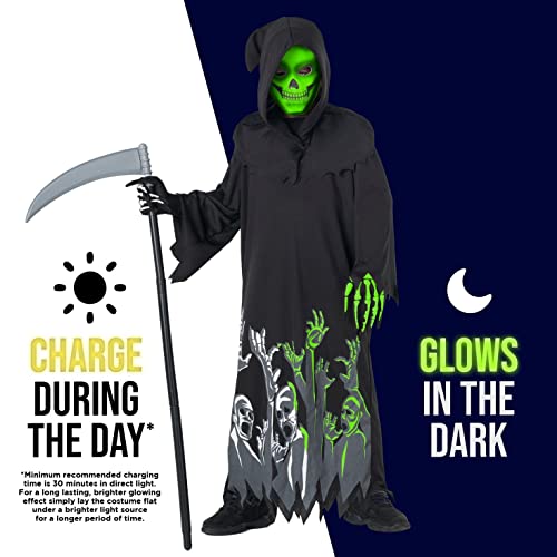 Morph Glow In The Dark Childs Grim Reaper Costume Kids Scream Scary Halloween Costumes For Boys Kids Grim Reaper Costume - Halloween Costumes Grim Reaper Kids - Size L