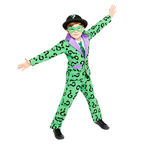 Amscan 9907658 Child Boys Official Warner Bros DC Comics Licensed The Riddler Fancy Dress Costume (6-8 years)