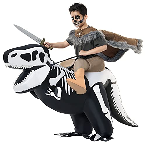 Morph Inflatable Dinosaur Skeleton Costume Kids, Ride On Costume Blow Up Trex Costume,Kids Dinosaur Ride On Halloween Costume