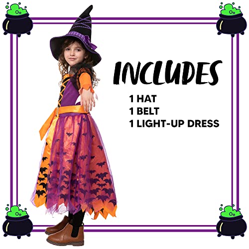Spooktacular Creations Halloween Child light up polka dots tutu witch costume for girl dress up (Small (5-7 yrs))