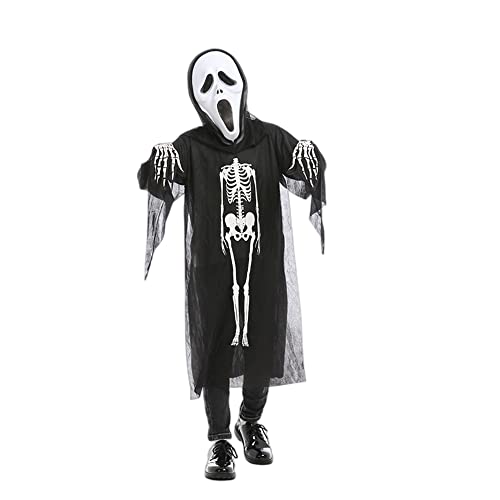Veroda Halloween Skeleton Clothes + Face Mask + Gloves Set Costume Halloween Outfits Cosplay Fancy Dress Party (Children)