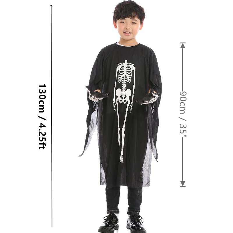 Veroda Halloween Skeleton Clothes + Face Mask + Gloves Set Costume Halloween Outfits Cosplay Fancy Dress Party (Children)