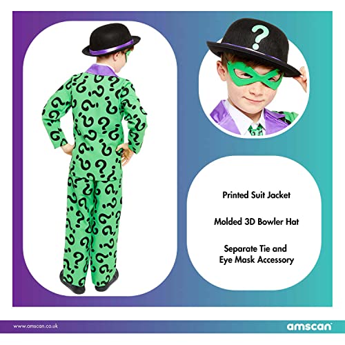 Amscan 9907658 Child Boys Official Warner Bros DC Comics Licensed The Riddler Fancy Dress Costume (6-8 years)