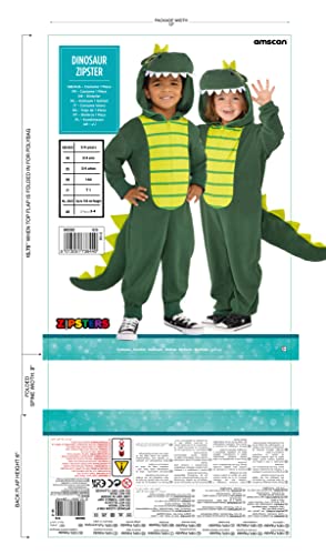 amscan 9902082 Childs Kids Green Zipster Dinosaur Fancy Dress Costume Age 3-4 Years