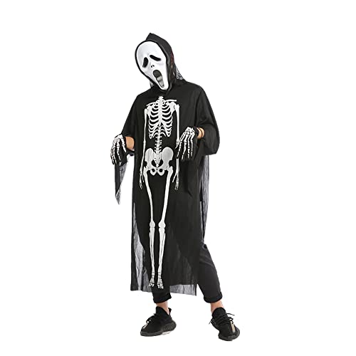Veroda Halloween Skeleton Clothes + Face Mask + Gloves Set Costume Halloween Outfits Cosplay Fancy Dress Party (Children)