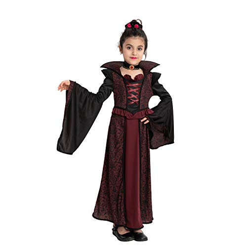 Spooktacular Creations Royal Vampire Costume Set for Girls Halloween Dress Up Party, Role-Playing, Carnival Cosplay, Vampire-Themed Party (Medium (8-10 yrs))