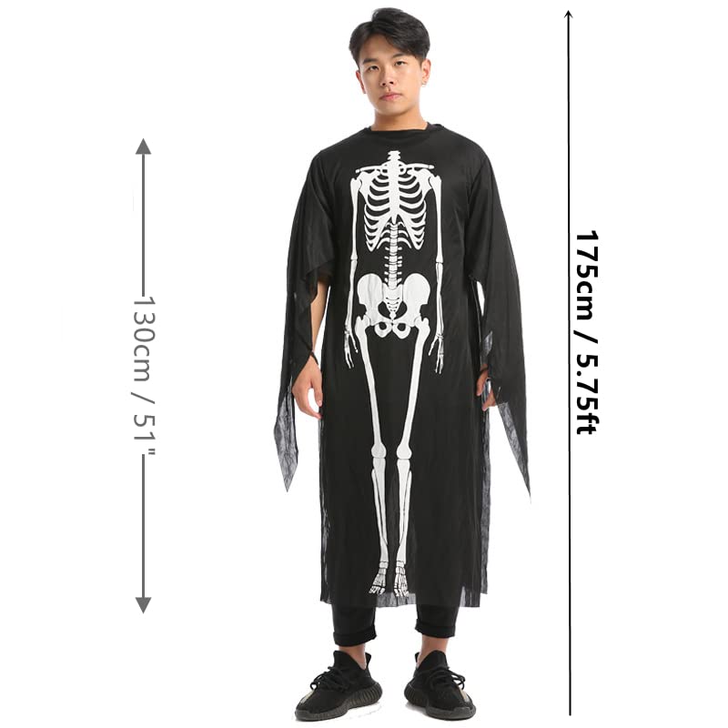 Veroda Halloween Skeleton Clothes + Face Mask + Gloves Set Costume Halloween Outfits Cosplay Fancy Dress Party (Children)