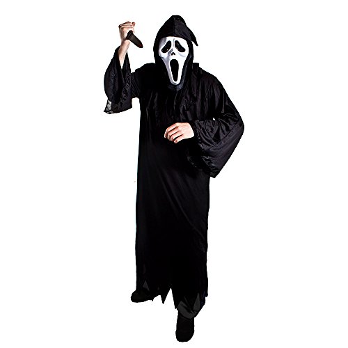 Adults Serial Killer Screamer Halloween Fancy Dress Costume with Robe/Mask and Bloody Knife (X-Large)