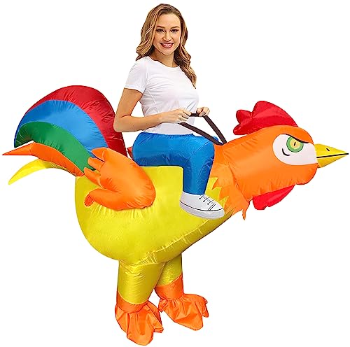 Silom Inflatable Costume Halloween Chicken Costumes for Men Women Inflatable Costume for Adult Kids Blow up Costumes for Funny Fancy Dress Party (Adult)
