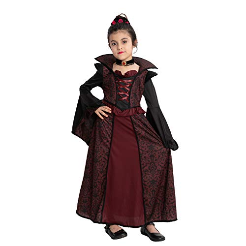 Spooktacular Creations Royal Vampire Costume Set for Girls Halloween Dress Up Party, Role-Playing, Carnival Cosplay, Vampire-Themed Party (Medium (8-10 yrs))
