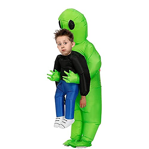 FARONG Inflatable Alien Costume, Inflatable Funny Blow Up Suit Cosplay Fantasy Costume Alien Holding Human Costume Christmas Halloween Costume for Adults and Kids Cosplay Party (Kid Alien)