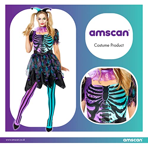 Amscan 9914861 - Adults Haunted Harlequin Lady Women's Halloween Fancy Dress Costume Size: 18-20