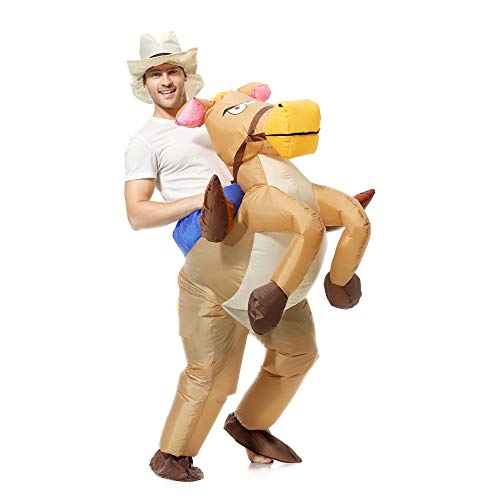 EONPOW Inflatable Costumes Halloween Adult Riding On Horse Dress for Men and Women
