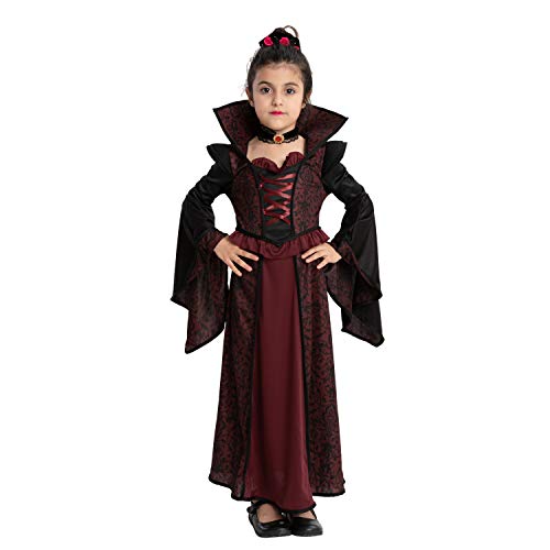 Spooktacular Creations Royal Vampire Costume Set for Girls Halloween Dress Up Party, Role-Playing, Carnival Cosplay, Vampire-Themed Party (Medium (8-10 yrs))