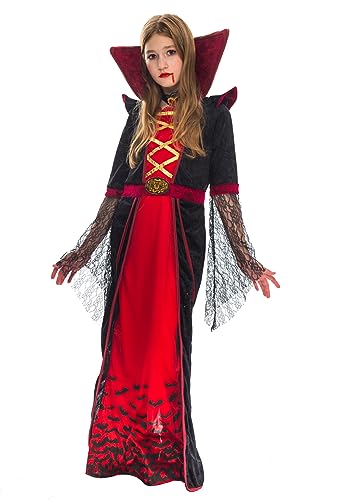 Spooktacular Creations Royal Vampire Costume for Girls Deluxe Set Halloween Gothic Victorian Vampiress Queen Dress Up Party (Medium)