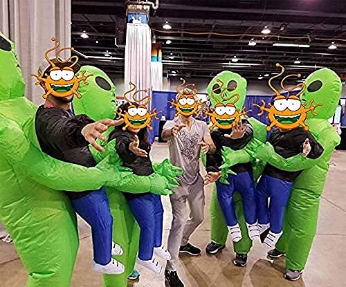 FARONG Inflatable Alien Costume, Inflatable Funny Blow Up Suit Cosplay Fantasy Costume Alien Holding Human Costume Christmas Halloween Costume for Adults and Kids Cosplay Party (Kid Alien)