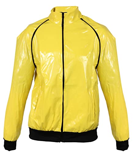 90s Celebrity Costume - Adults Yellow & Black Shell Suit + Matching Hat + Sunglasses + Gold Chain + Black Goatee - Funny Rapper Halloween Stag Do Fancy Dress Costume (Size: Medium)